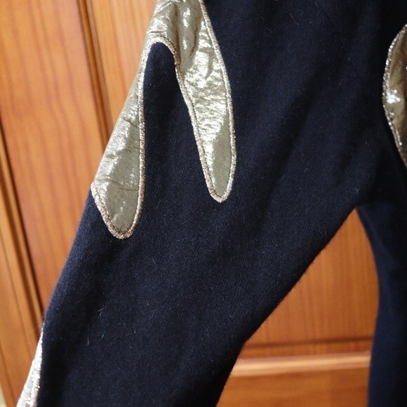 Outlander Vintage Black Metallic Gold Swirl Abstract Wool Angora Sweater - Picture 8 of 15